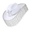 Berets Adult Sequins Star Cowboy Hats With Diamond Fringes For Disco Party Elegant Hat