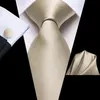 Bow Ties Light Champagne Solid Silk Wedding Tie for Men Handky Cufflink Necktie مجموعة تصميم أزياء حزب الأعمال Drop Hi-Tie 301p