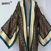 Summer Kimono Africa Print Drukuj plażowa przykrycie na plażę pływacką Eleganckie afrykańskie kobiety boho bajnik sexy świąteczny jedwabny sukienka