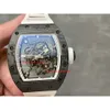 Dial Flywheel Mens Superclone Transparent Movem Automatic Watch Watch Red Watchba Designer entièrement mécanique Skeleto RM055 RM55 Watches Devils Tourbillon 9851