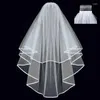 Bridal Veils Short Tule Two Lays with Comb White Ivory Veil voor bruid huwelijksbedrijfaccessoires