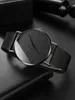 Relógios de pulso assistir pulseira minimalista masculina moda Ultra Thin Watch Men Simple Business Black Mesh Quartz