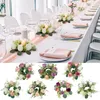 Dekorative Blumen Bauernhause Stil Kranz eleganter künstlicher Rosenkerzenring Set mit bunten grünen Blättern für Home Wedding Party