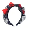Party Supplies 2024 Womens Maid Cosplay Hair Hoop Gothic Bandband Gothic With Black Lace Bowknots Accessories for Show