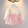 Girl Dresses Korean Spring One Piece Cine Bow Princess Elegant for Women Cash Cash Children da 1 a 3 anni