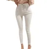 Kvinnors jeans 2024 varumärke kvinnor modebyxor hög midja chic mager blyerts ankellängd vit sexiga byxor kläder