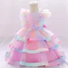 Mädchenkleider Baby Girls Blumenkleid Regenbogen Meerjungfrau Erst Geburtstag Prinzessin Party Hochzeit Kinderkleid Kleid Girl Baptist Braut Abend Dressl2405