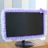 Covers Lace Fabric Computer Frame Cover Monitor Screen Dust Cover with Elastic Pen Pocket Bow