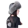 Beanie/Skull Caps Beaniesskl 100% natuurlijke bont hoed vrouwen cap dikke winter warme vrouwelijke mode voor met oorbeschermers 230926 drop levering acc. otpjn