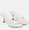 ELEAGNT merk dames indiya designer sandalen schoenen vierkant teen nappa lederen harten kristal muilezel slanke geknoopte riemen dames hoge hakken jurk schoen EU35-43 met doos