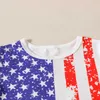 T-shirts Kid Boys Girls Shirts Short Sleeve Round Neck Star Star Striped Prist Party Casual Summer Tops H240508