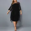 Casual jurken Designer Dress 2024 Lace Splited 3/4 Sheeves Onregelmatige Hem Chiffon Dress Plus Size Jurken