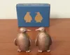 2 piezas Estatuas de pingüino de hierro fundido vintage par de pingüinos artesanías de artesanía de metal regal