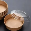 Disposable Dinnerware 20 piece bowl paper container lid with soup disposable cups salad food kraft box ice cream snacks candy round sundae Q240507