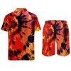 Tracksuits voor heren Tie Dye Dreams Twist Men Sets Red en Black Aesthetic Casual Shirt Set Short Sheeves Graphic Shorts Summer Beach Suit 2xl