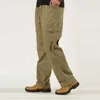 Pantalon masculin pour hommes surdimensionnés pantalon avec plusieurs poches pantalons masculins et pantalon à cordon de taille pantalon tactique kaki pantalon droit j240507