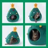 Cat lits meubles de Noël arbre chat maison chat tente grotte matelas de vacances Noël chaude cave molle cave lit forme arbre arbre chat nid d240508