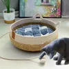 Letti per gatti mobili estate letto gatto intrecciato rivestimento rimovibile per la casa per dormire graffi pavimento di gatto da gatto in lavatrice da gatto da gatto 35 d240508