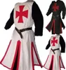 Middeleeuwse Warriors Knight Templar Crusader -kostuum voor volwassen mannen Jurk Shirt Top Cross Tabard Surcoat Tuniek Kleding Plus Size9701040