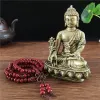 Sculptures Bronze Color Medicine Buddha Statue With Necklace Ornament Resin Feng Shui Buddha Sculpture Home Offic Garden Decoration Gift