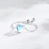Cluster Rings S925 Silver Ring Water Droplet Moonlight Stone Style Sweet Love Simple Fashion mångsidiga smycken för kvinnor