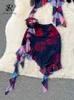 Robe de deux pièces Singreiny Summer Floral Imprimé Two Pieces Costumes Femme Femme sans bretelles Slim Top + Jupe courte Set Dames Strtwear Mesh Sigle Sexe Y240508