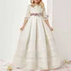 Robe de baptême la robe de fille fleurie blanche baptiste officielle officielle pour bébé anniversaire et train Peggian Q240507