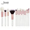 Brosses de maquillage Jessup Professional Brush Set 15 Natural Synthetic Basic Pow Basic Eye Eye Pearl White T222 Q240507