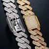 Anhänger Halsketten Eisoutbox 20mm schwerer 3-Reihen-Kristall Miami Neueste Box Schnalle Kubaner Kette Kubikzirkon Halskette Blhip Hop Juwely J240508