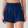 LL Yoga Side Folds Loose Sports Shorts Girl Defense Walks Light Three -Point Yoga Shorts Lift Hip Slim Running Fitness Pants