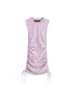 Casual Dresses Summer 2024 Womens Fashion Side DrawString Pleated Mini Dress Ladies Elegant O-Neck ärmlös Slim Purple Short