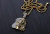 Gold Color Religious Ghost Jesus Head Pendant Necklaces with Rope Chain for Men Hip Hop Jewelry Gift9527920