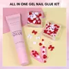 Nail Gel Makartt Charm Rhinestone Glue Kit 15 ml med Preals Gems 3D Art Bowknot Heart Decor Q240507