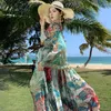 Robes décontractées piste élégante fleur d'été mousseline de mousseline de vacances maxi robe femme sexy