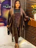 Etniska kläder Tvådelt muslimska uppsättningar Eid Mubarak Abaya Turkiet Hijab Dress Sequin Caftan Kaftans Islam 2 Set Women Pencil Pants