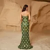 Casual Dresses Women Green Sexig stropplös paljett Backless Evening Party Maxi Dress Elegant Bodycon Mermaid golvlängd Vestidos