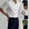Мужские половые мужчины, жаккардовый топ, стильная вязаная рубашка с v nece для деловой повседневной одежды с коротким рукавом свободно подходит