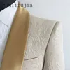 Fanlifujia Mens Wedding Suits Italian Design Custom Made Champagne Smoking Tuxedo Jacket 2 Piece Groom Terno For Men 240507