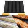 12 Zoll Silikon Französisches Brotpfanne Nicht-Stick-Backschale 5 Laib Baguette Schimmelpilze Backware Sub-Rollen Perforierte Backpfanne Matte