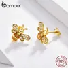 Stud Bamoer Baby Bee Orees Boucles Fashion Crystal 925 Sterling Silver Jewelry Anti Allergy SCE344 Q240507