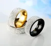 Wedding Rings BONLAVIE 5 Rows Of Explosions Full Diamond Titanium Steel Jewelry Men039s Ring Black1302614