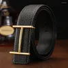 Ceinture de concepteur de luxe de ceinture marque métal ceinture de boucle en forme de H pour hommes classiques de haute qualité pour hommes en cuir authentique