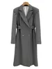 Abiti da donna Lanmrem Long blazer cappotto da donna con intatto a doppio petto di vestiti di moda a colori grigi 2024 autunno 2da5304