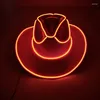 Ball Caps Western Led Cowboy Hat Cowgirl Retro Light Brim Jazz Top Gloeiende bruid cosplay kostuumpak voor vrouwelijke mannen