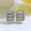 Stud Earrings S925 Silver Ear T-Square Full Sky Star Zircon Inlaid European And American Fashion Versatile Boutique Jewelry For Women