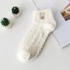 Women Socks White Short Summer Thin Style Student Small Japanese Embroidered Cartoon Low Cut Boat