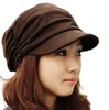 2019 Korean Solid Hat Women Autumn Winter Knited Hat Pleated Newsboy Cap Warm Outdoors Visor Skull Brown Cotton Casuare Female5165957