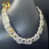 Anpassad 18mm Sier White Gold Plated Iced Out Hip Hop VVS1 Lab Moissanite Diamond Flower Miami Cuban Link Chain Men