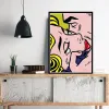 Filles face caricature pop art roy Affiche affiche drôle toile art peinture