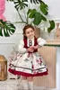 Девушка платья 0-12y Baby Girl Summer Rose Burgandy Trkiye Retro Princess Желтая платья День рождения праздник Пасха